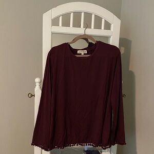 Johnny Was Burgundy Long Sleeve Blouse